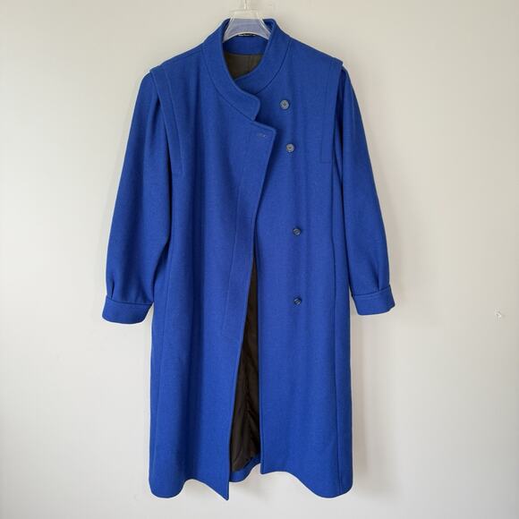 VTG Fashion Blue Overcoat Size 12 Womens Pure New Wool 90s Classic Lady Coat - Picture 6 of 6